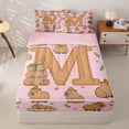 thumbnail image 1 of Manfei Brown Animals Capybara Zipper Twin Comforter Sets with Fitted Sheet and 2 Pillowcases,Cute Monogrammed M Print Zipper Bedding Set,Pink Reversible4pcs, 1 of 8