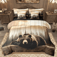 thumbnail image 1 of Manfei Brown Bear Twin Bedding Sets 7pcs, Wild Woodland Animal Bedding Comforter Set, Retro Farmhouse Lodge Cabin Sheet Sets, Ultra Soft Home Decor, 1 of 8