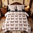 thumbnail image 1 of Manfei Brown Bowtie 7-Piece Twin Bedding,Fashion Bowknot Bedding Comforter Set,Black Reversible, 1 of 7