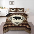 thumbnail image 1 of Manfei Brown Check Pine Full Size Comforter Sets,Retro Bear Grid Bedding Comforter Set,Black Reversible,3-Piece,1 Comforter and 2 Pillowcases, 1 of 7
