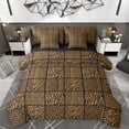 thumbnail image 1 of Manfei Brown Cheetah Print 7 Pieces Bedding Comforter Set for Adult, Fashion Patchwork Buffalo Full Bedding Set, Romantic Anniversary Reversible Fitted Sheet Flat Sheet, Lightweight Room Decor, 1 of 8