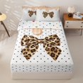thumbnail image 1 of Manfei Brown Cheetah Print Bow Zipper Queen Comforter Set with Fitted Sheet and 2 Pillowcases,Sweet Cream Design Zipper Bedding Set,Polkadot Reversible,4-Piece, 1 of 7