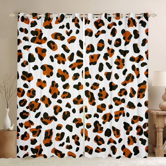 Manfei Brown Cheetah Print Curtains Pack of 2 (42x84 Each), Wild Animal Curtains Blackout, Aesthetic Leopard Print Living Room Curtains, Luxury Bedroom Decor
