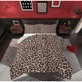 thumbnail image 1 of Manfei Brown Cheetah Print Full Size Comforter Sets for Female, Modern Fashion Style Bedding Comforter Set, Cow Stripes Reversible Bedding Sets, Super Cozy Room Decor, 3pcs, 1 of 8