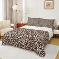 thumbnail image 1 of Manfei Brown Cheetah Print Queen Sheet Sets for Female, Modern Fashion Style Flat Sheet, Cow Stripes Queen Fitted Sheet, Super Cozy Room Decor, 4pcs, 1 of 7