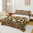 thumbnail image 1 of Manfei Brown Cheetah Print Queen Sheet Sets for Female, Modern Fashion Style Flat Sheet, Rustic Cow Queen Fitted Sheet, Breathable Home Decor, 4pcs, 1 of 7