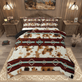 thumbnail image 1 of Manfei Brown Cow Print Queen Comforter Set 3 Pieces, Hippie Aztec Bedding Sets, Vintage Cowhide Bedding Comforter Set, Microfiber Bedroom Decor, 1 of 8