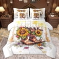 thumbnail image 1 of Manfei Brown Cowgirl Boot Bedding Comforter Set 7 Pieces, Vibrant Rustic Sunflower Full Bedding Set, Cartoon Lodge Cabin Reversible Fitted Sheet Flat Sheet, Breathable Home Decor, 1 of 7