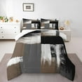 thumbnail image 1 of Manfei Brown Grey Abstract Full Size Comforter Sets, Chic Minimalism Bedding Comforter Set, Teen Child Kid Adult Reversible Bedding Sets, Super Cozy Room Decor, 3-Piece, 1 of 8