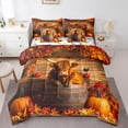 thumbnail image 1 of Manfei Brown Highland Cattle 7-Piece Twin Bedding Sets,Autumn Pumpkin Maples Bedding Comforter Set,Hello Fall Sheet Sets For Child,Ultra Soft Home Decor Reversible, 1 of 8