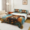 thumbnail image 1 of Manfei Brown Highland Cattle Queen Sheet Sets, Vintage Farmhouse Flat Sheet, Garden Floral Queen Fitted Sheet, Breathable Home Decor 4 Pieces, 1 of 7