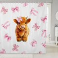 thumbnail image 1 of Manfei Brown Highland Cow Shower Curtain 72Wx72L,Fashion Bowtie Bathroom Curtain, 1 of 5