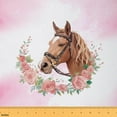 thumbnail image 1 of Manfei Brown Horse Fabric by the Yard (1 Yard), Farm Animal Decorative Fabric by the Yard, Pink Flower Floral Sewing & Crafting Fabric, 1 of 6