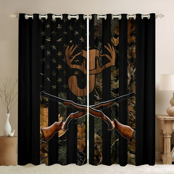 Manfei Brown Initial J Letter Blackout Curtains Set of 2 (52x84 Each) for Men, Rustic Jungle Plant Window Curtains, Retro Western Theme Curtains and Drapes, Black Out Curtains Decor