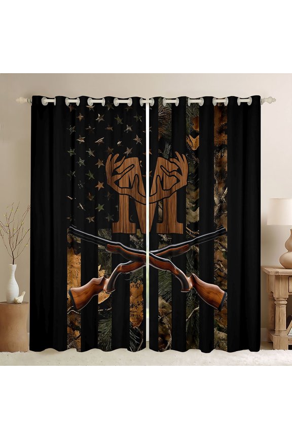 Brown Initial M Letter Curtains Pack of 2 (42x84 Each) for Men, Rustic Jungle Plant Curtains Blackout, Retro Western Theme Bedroom Curtains, Curtains and Drapes Bedroom Decor
