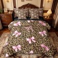 thumbnail image 1 of Manfei Brown Leopard Pattern 7pcs Queen Bedding,Pink Coquette Bowknot Bedding Comforter Set Queen,Black Reversible, 1 of 7