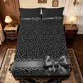 thumbnail image 1 of Manfei Brown Leopard Pattern Fitted Sheet Full,Dreamy Princess Bowtie Bed Set,3pcs,1 Fitted Sheet and 2 Pillowcases, 1 of 6