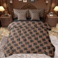 thumbnail image 1 of Manfei Brown Rhombus Pattern 7pcs Bedding Comforter Set,Modern Abstract Geometric Queen Bedding Sets,Minimalism Style Queen Sheet Sets For Girls Boys,Luxury Bedroom Decor Reversible, 1 of 8