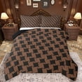 thumbnail image 1 of Manfei Brown Rhombus Pattern Queen Comforter Set,Modern Abstract Geometric Bedding Sets,Minimalism Style Bedding Comforter Set For Girls Boys,Luxury Bedroom Decor Reversible,3-Piece, 1 of 8