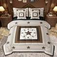 thumbnail image 1 of Manfei Brown Texas Stars Twin Bedding Sets 7-Piece for Adult, Western Old Fashion Bedding Comforter Set, Rustic Hippie Theme Reversible Sheet Sets, Luxury Bedroom Decor, 1 of 7