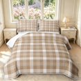 thumbnail image 1 of Manfei Brown White Checkered Twin Quilt Set,Rustic Plaid Twin Coverlet Set,2 Pieces,1 Bedspread and 1 Pillowcase, 1 of 7