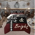 thumbnail image 1 of Manfei Buffalo Bowknot Queen Comforter Set for Girls, Winter Snowflake Print Bedding Sets, Merry Christmas Reversible Bedding Comforter Set, Breathable Home Decor, 3pcs, 1 of 8