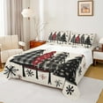 thumbnail image 1 of Manfei Buffalo Christmas Tree Queen Sheet Sets, Christmas Snowflake Flat Sheet, Western Winter Festival Queen Fitted Sheet, Lightweight Room Decor, 4-Piece, 1 of 7