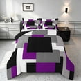 thumbnail image 1 of Manfei Buffalo Plaid Full Size Comforter Sets, Geometric Theme Bedding Comforter Set, Purple Black Gray White, Black Reversible 3 Pieces, 1 Comforter and 2 Pillowcases, 1 of 6