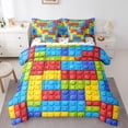 thumbnail image 1 of Manfei Building Blocks 7-Piece Twin Bedding Sets,Construction Game Bedding Comforter Set,Colorful Brick Breathable Sheet Sets,Super Cozy Cartoon Room Decor,Reversible, 1 of 8