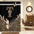 thumbnail image 1 of Manfei Butterfly Bowtie Monogram T Shower Curtain 72Wx78L,Leopard Print Bath Curtain,Black Brown, 1 of 5