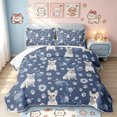 thumbnail image 1 of Manfei C French Bulldog Bed Spread Queen, Daisy Flower Queen Coverlet Set, Slate Blue, 3 Pieces, 1 Quilt and 2 Pillowcases, 1 of 7