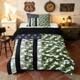 thumbnail image 1 of Manfei Camo American Flag Twin Comforter Sets, Patriotic Camouflage Bedding Set, Green, Black Reversible 2-Piece, 1 Comforter and 1 Pillowcase, 1 of 6