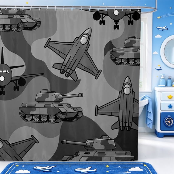 Manfei Camo Pattern Shower Curtain 72Wx84L,Delightful Fighter Jet ...