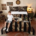 thumbnail image 1 of Manfei Camo US Flag Queen Comforter Set, Hunting Mallard Duck Comforter Sets Queen, Brown Black, Black Reversible 3pcs, 1 Comforter and 2 Pillowcases, 1 of 6