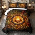 thumbnail image 1 of Manfei Campfire Leaves Bed Spread Queen 3pcs,Happy Camping Queen Coverlet Set,Orange Brown Green,1 Quilt and 2 Pillowcases, 1 of 7