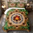 thumbnail image 1 of Manfei Campfire Leaves Quilt Full 3-Piece,Happy Camping Full Bedspread Sets,Brown Green,1 Coverlet and 2 Pillowcases, 1 of 7