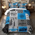 thumbnail image 1 of Manfei Camping Camper Quilt King 3 Pieces,Plaid Patchwork King Coverlet Set,Bright Blue Gray,1 Bedspread and 2 Pillowcases, 1 of 7