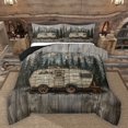 thumbnail image 1 of Manfei Camping Car 3 Pieces Queen Comforter Set for Kids Children Teens,Jungle Adventure Theme Ultra Soft Bedding Sets,Rustic Cabin Bedding Comforter Set Breathable,Breathable Home Decor,Reversible, 1 of 8