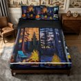 thumbnail image 1 of Manfei Camping Car Campfire Zipper Full Size Comforter Sets with Fitted Sheet and 2 Pillowcases,Jungle Adventure Zipper Bedding Set,Black Orange,Reversible, 1 of 7