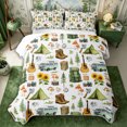 thumbnail image 1 of Manfei Camping RV Car Quilt King 3 Pieces,Adventure Guitar Mushroom King Coverlet Set,White Green Yellow,1 Bedspread and 2 Pillowcases, 1 of 7
