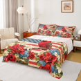 thumbnail image 1 of Manfei Cardinal Bird Blossoms Bed Sheets,American Flag Full Size Sheets,Red Green,4pcs,1 Flat Sheet, 1 Fitted Sheet and 2 Pillowcases, 1 of 6