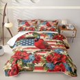 thumbnail image 1 of Manfei Cardinal Bird Blossoms Quilt King,American Flag King Coverlet Set,Red Green,3 Pieces, 1 of 7
