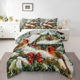 thumbnail image 1 of Manfei Cardinal Bird King Size Comforter Sets,Merry Christmas Bedding Comforter Set,Red Bowtie Bow Green Pine Bedding Set For Girl Teens,Breathable Home Decor Reversible,3-Piece, 1 of 8