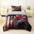 thumbnail image 1 of Manfei Cardinal Bird Twin Comforter Sets,Rustic Floral Flag Bedding Set,White Red Stripes Decor,Light Gray Reversible,2-Piece,1 Comforter and 1 Pillowcase, 1 of 7
