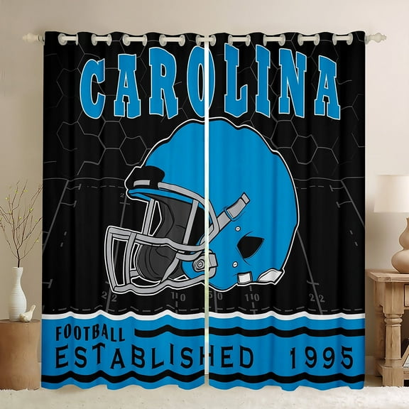Manfei Carolina Curtains and Drapes (42x84),Rugby Sports Blackout Curtains for Bedroom,Boys Rugby Game Lovers Curtains Pack of 2 (42x84),Breathable Room Decorative