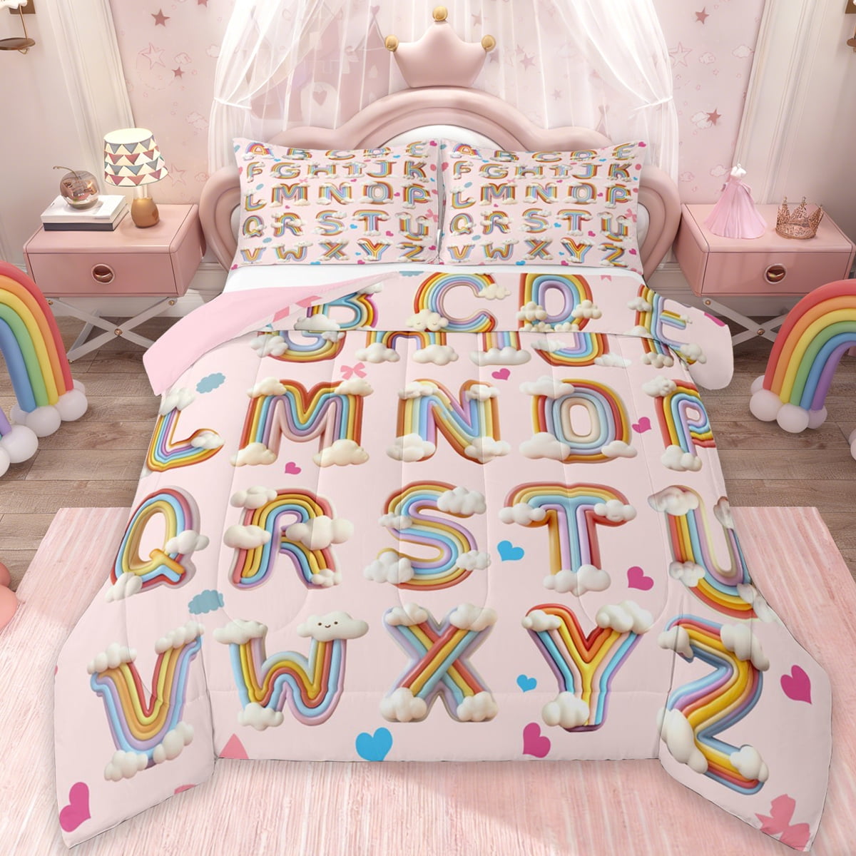 Manfei Cartoon 26 Letters Queen Comforter Set,Colorful Abc Alphabet ...