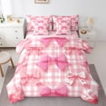 thumbnail image 1 of Manfei Cartoon Abstract Bowknot 7-Piece Twin Bedding Sets for Girls, Kawaii Buffalo Plaid Bedding Comforter Set, Fairy Tale Reversible Sheet Sets, Luxury Bedroom Decor, 1 of 8