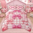 thumbnail image 1 of Manfei Cartoon Abstract Bowknot Bedding Comforter Set for Girls, Kawaii Buffalo Plaid Twin Comforter Sets, Fairy Tale Reversible Bedding Set, Luxury Bedroom Decor, 2pcs, 1 of 9