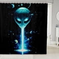 thumbnail image 1 of Manfei Cartoon Alien Shower Curtain 72Wx72L,Celestial Deep Space Galaxies Bathroom Curtain,Black Blue, 1 of 5