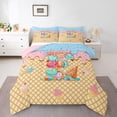 thumbnail image 1 of Manfei Cartoon Alphabet E Print Full Size Comforter Sets,Kawaii Ice Cream Bedding Comforter Set,Yellow,Pink Reversible,3 Pieces,1 Comforter and 2 Pillowcases, 1 of 7